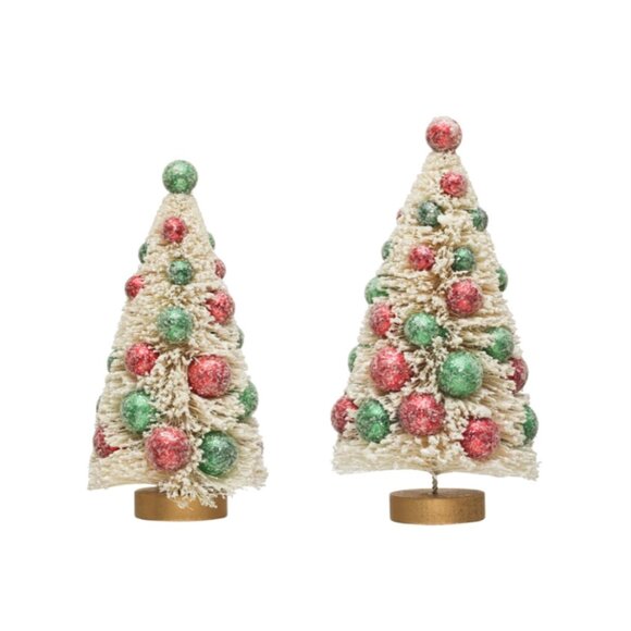 Set/2 Vintage Style Sisal Bottle Brush Trees - Picture 1 of 2